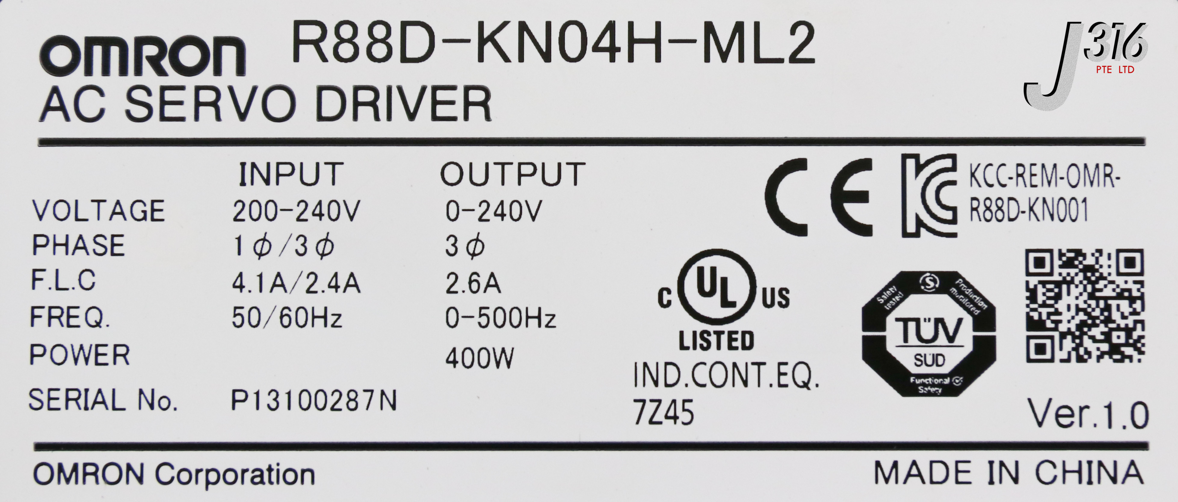 25379 OMRON AC SERVO DRIVER R88D-KN04H-ML2 - J316Gallery